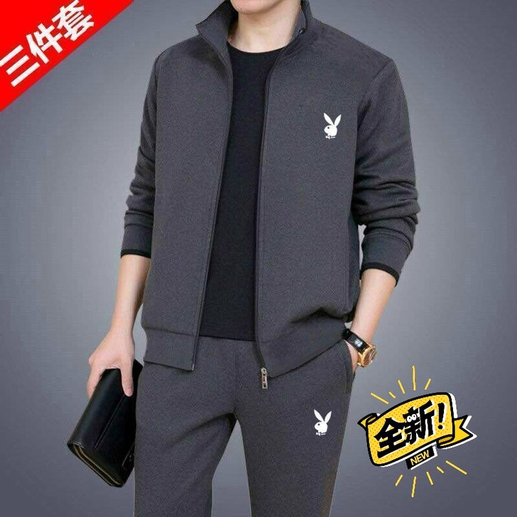 【花花公子正品】三件套男士运动套装 秋冬加...