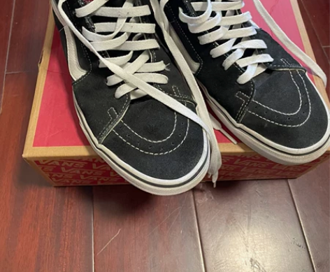 二手Vans高帮帆布鞋41码 店里买的 不...