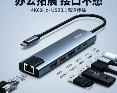 拓展坞TypeC扩展器笔记本USB分线多接...