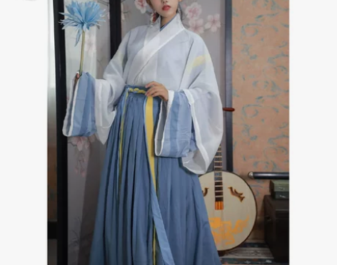 五五年汉服 霜降. 晋制交领齐腰襦裙男女生...