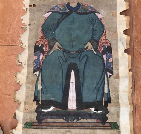 清代老夫子戎装像,尺寸长一米七,没我高2公...