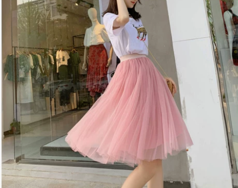 网纱半身裙女春夏显瘦a字裙纱裙蓬蓬裙中裙仙...
