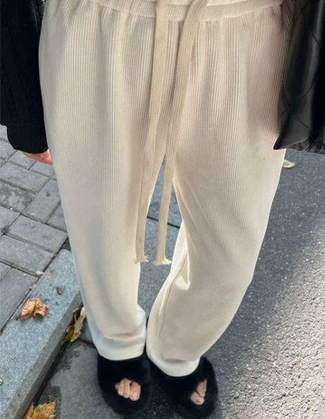 加绒雪尼尔阔腿裤女秋冬高腰垂感直筒长裤