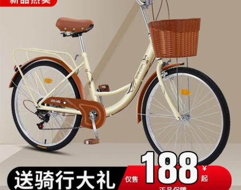 自行车女款通勤轻便单车复古代步26寸24成人