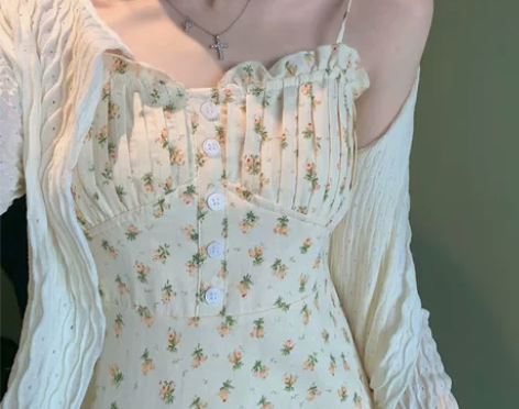 吊带碎花连衣裙温柔风2022新款夏季超仙女...