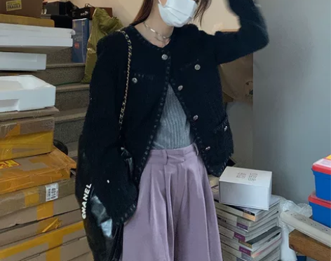 小香风外套 百搭款黑色可搭配牛仔裤 长裙全...