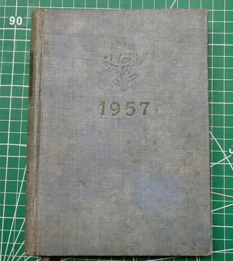 一本残破的老日记本，1957年日记，缺页了...