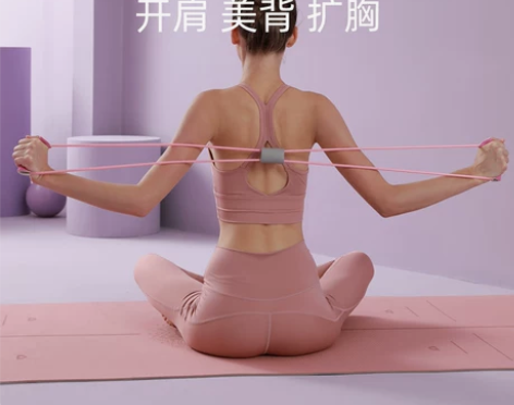 8字拉力器背部训练器家用肩颈八字弹力绳拉伸...