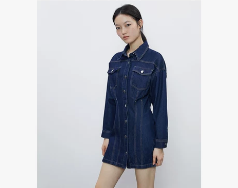 【风格价】UR春季新品女装时髦休闲翻领牛仔...