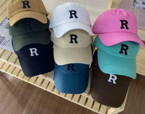 春夏季韩版帽子女简约字母R刺绣棒球帽男女潮...