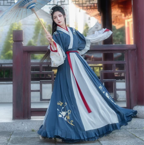 如梦霓裳汉服女青引晋制交领齐腰襦裙交嵛裙晋...