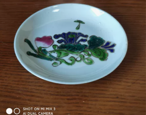 闲置物品,老瓷小盘,色彩飘亮,小巧可爱,喜...