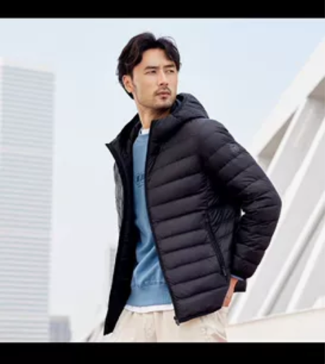 坦博尔2021新款轻薄羽绒服男连帽基础简约...