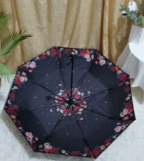 全新新品蕉下春韵五折包包伞 黑胶全遮不透光...