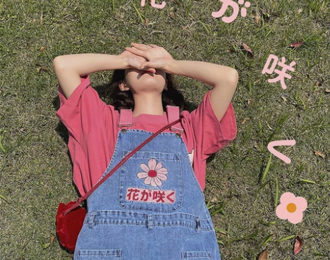 花猪商店原创雏菊刺绣牛仔背带裙女夏季202...