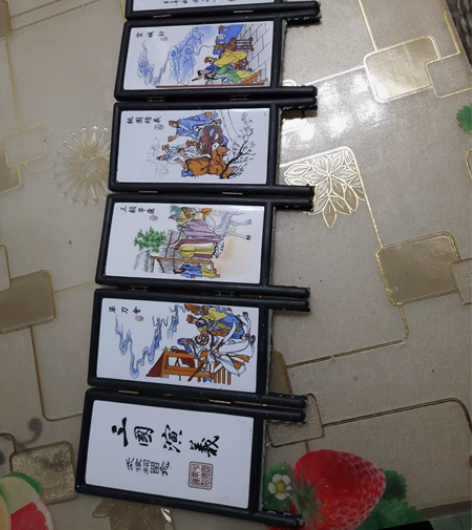瓷版画小摆件 版画内用三国演义画面图案 标...