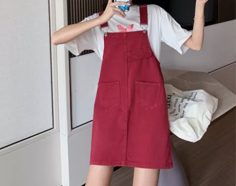牛仔背带裙女夏季新款韩版宽松显瘦半身裙学生...