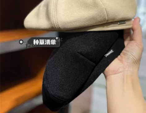黑色贝雷帽女秋冬季ins网红画家帽女生日系...