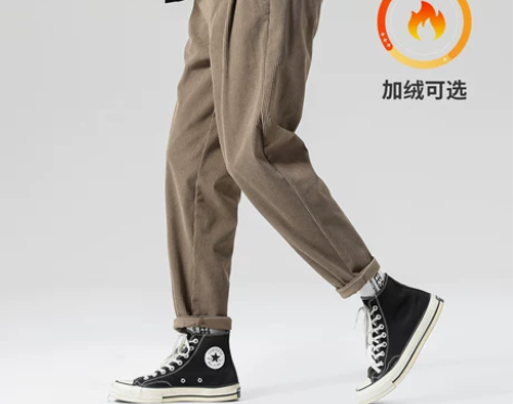 布衣传说 灯芯绒小锥裤 重磅加绒休闲长裤男...
