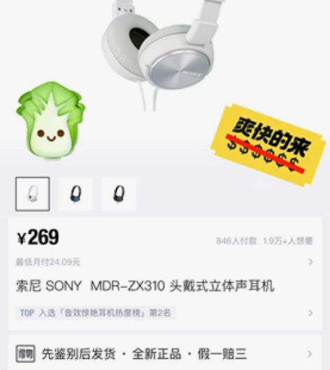 Sony/索尼 MDR-ZX310 头戴式...