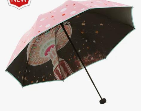 天堂伞太阳伞女创意彩胶晴雨伞折叠伞防晒防紫...
