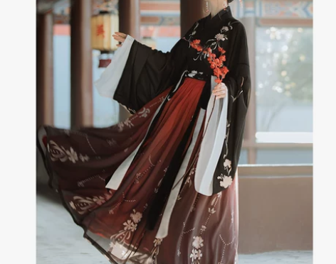 桔屿梧桐落汉服女中国风交领大袖齐腰襦裙魏晋...