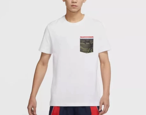 NIKE 男子圆领贴袋迷彩鲨齿纹篮球运动透...
