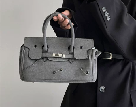 小众设计水洗牛仔布包包女恶搞辣妹铂金凯莉包...