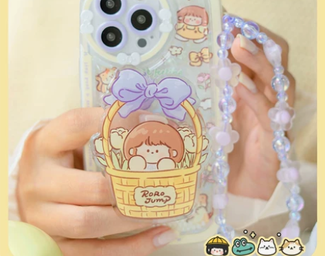 肉肉酱原创郁金香花篮少女适用iPhone1...