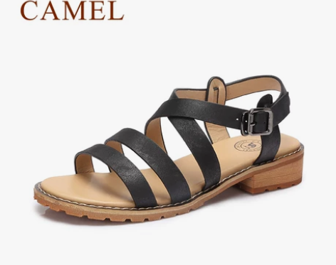 Camel/骆驼女鞋 休闲方跟罗马鞋 百...