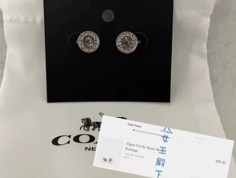 (仓转/直邮)coach 耳钉 银色 宝格...