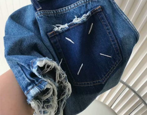 欧货 马吉拉撞色口袋牛仔裤 高品质显瘦高腰...