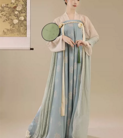 桔屿家长安花齐胸襦裙蓝色m一整套（含披帛）...