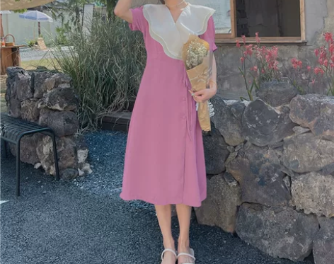 【上新价】法式复古绿色连衣裙女夏轻熟风别致...