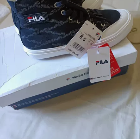 斐乐FlLA/全新正品女款帆布高帮系带百搭...