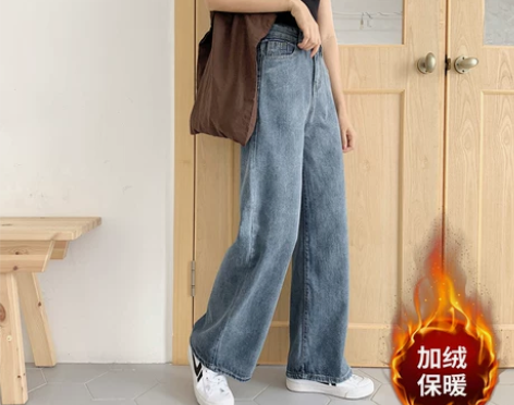 显高阔腿黑色九分牛仔裤,不加绒,小个子姐妹...