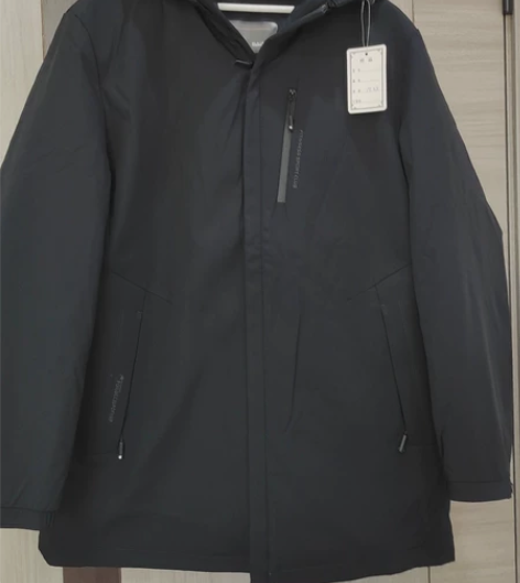 全新90白鸭绒羽绒服黑色连帽外套男士 帽子...
