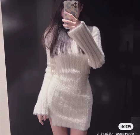 全新 包臀裙仿水貂毛 开叉短裙 全新 仅拍...