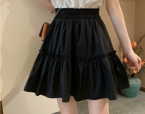 大码蓬蓬A字裙学院风减龄短裙女学生百搭半身...