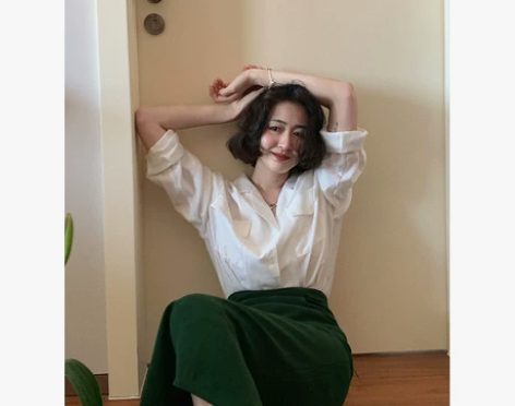午后商店◆自制墨绿色高腰包臀半身裙女夏季法...