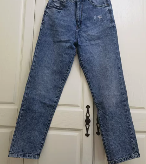 zara 高腰 中蓝色牛仔裤 26码,穿过...