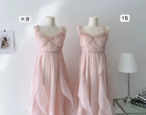 桃乐丝花园 设计感小众花边裙子女夏中长款仙...