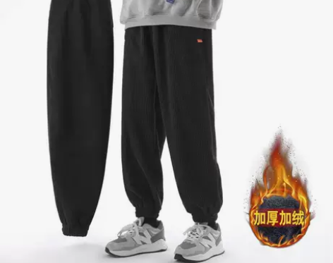 秋冬季男裤子加绒加厚运动卫裤子新款男士休闲...