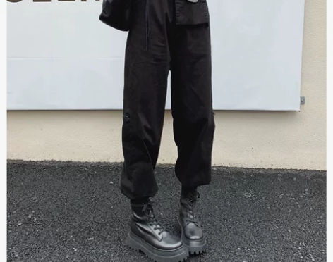 钱夫人playboy联名 黑色高腰运动工装...