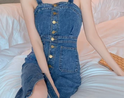 裙子设计感小众女装新款夏背带收腰显瘦性感中...