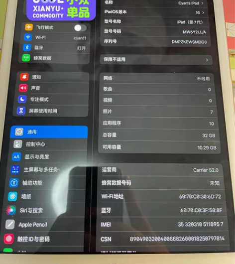 ipad7 32g 4g版，居家旅行，买完...