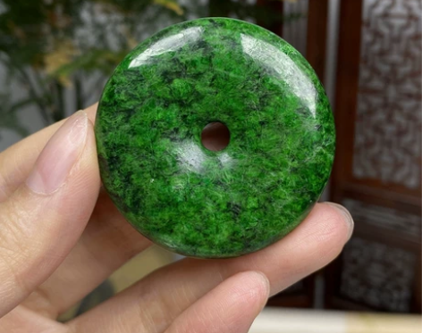 满绿辣色平安扣挂件 天然翡翠A货 玥琳琅