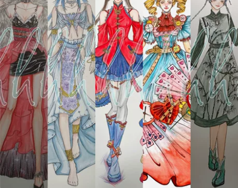 服装效果图、款式图、线稿、图案设计代画、o...