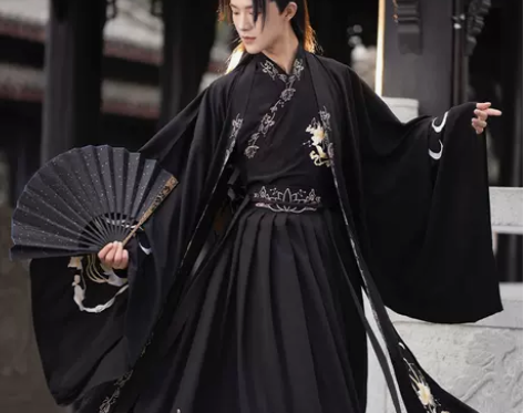 卫跃凤兮凰原创黑色汉服男款魏晋中国风情侣飘...