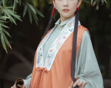 兰若庭 汉服 橘  长比甲 双层    不...
